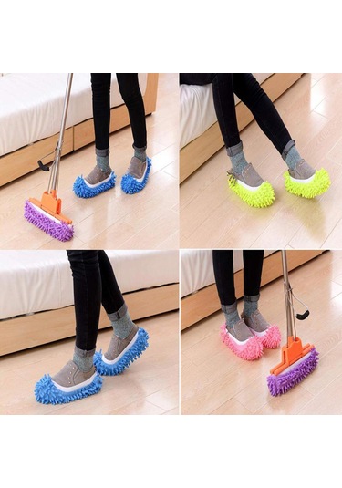 Mavi Paspas Terlik Tembel Zemin Parlatma Temizleme Çorap Ayakkabı Mop Terlik Kapağı