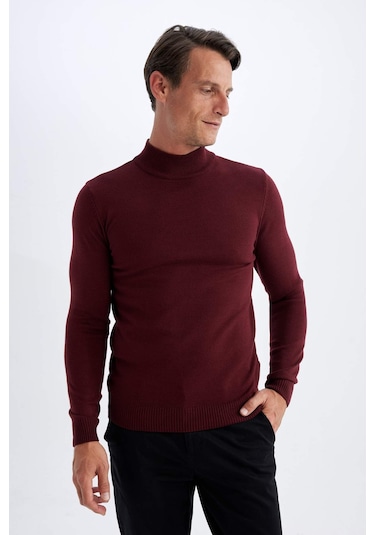 DeFacto Slim Fit Dar Kesim Yarım Balıkçı Yaka Basic Düz Triko Kazak R1127AZ24WNBR50