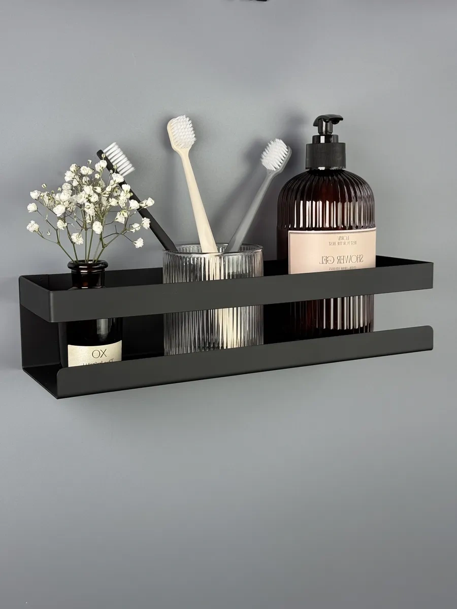 Osmos Inzınırıng Delme Gerektirmeyen Banyo Rafı 330847388 Siyah