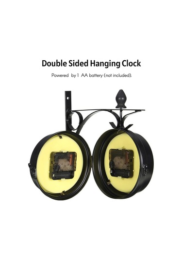 Qingmipy "retro Çift Taraflı Duvar Saati - Sessiz Mekanizma İle Şık Dekorasyon" Siyah