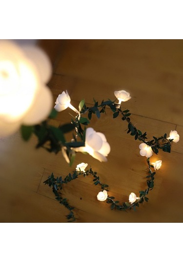 Sones 10m 100 Led Güneş Simülasyonu Yeşil Yaprak Rattan Gül Çiçek Asması Led Işık Dizisi Çelenk Dekorasyonu Diğer