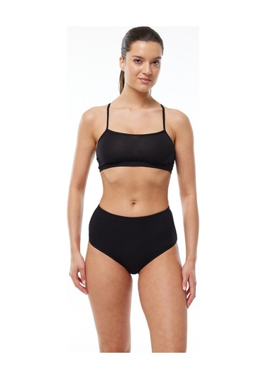 Malabadi Kadın Siyah 6 Lı Paket %100 Pamuk Yüksek Bel Bato Külot 156-e Siyah