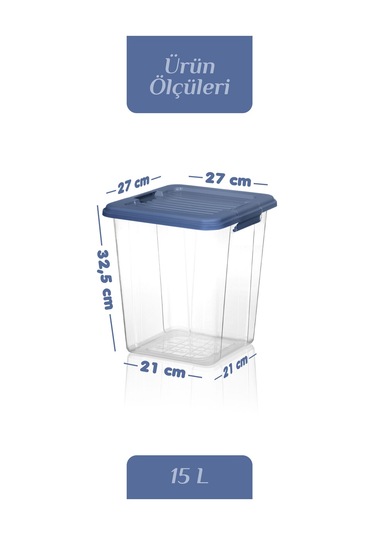 2'li Megabox 15l Saklama Kabı - Kilitli Kapaklı Çok Amaçlı Düzenleyici Kiler Depolama Saklama Kutusu Mavi