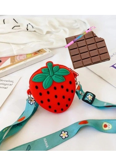 Kokulu Çikolata Defter Unicorn Işıklı Kalem Ve Çilek Silikon Çanta