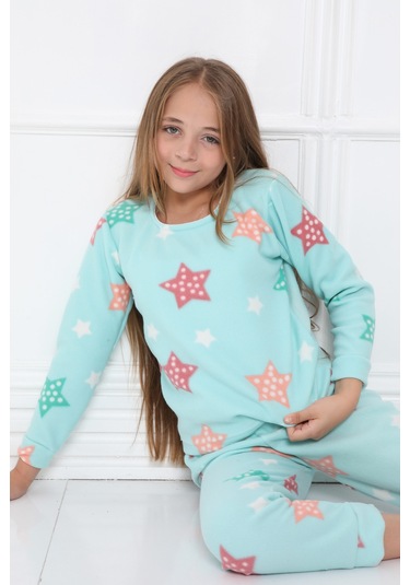 Sleeproom Kişlik Çocuk Polar Pijama Takim Turkuaz