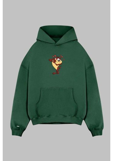 Unisex Beyaz Brooklyn Baskılı Kapüşonlu Sweatshirt Beyaz