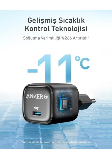 Anker Nano Usb C Gan 30w, Pd 3.0 Pps Hızlı Şarj Cihazı Siyah - A2698