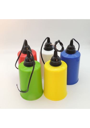 Eko 5 Renk Bahçe Feneri Dış Mekan Aydınlatma + 5 Kırmızı Ampul