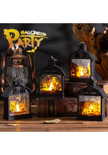 Skycity Korku Stili Halloween Dekorasyon Lambası - Kürke Adam, Kelle, Balkabağı Figürleri İle Parti Atmosferi Oluşturucu Led Işıklı Alet Diğer