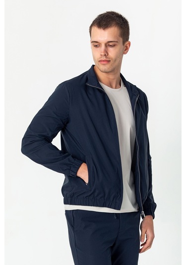 Erkek Rahat Kesim Beli Lastili İçi Astarlı Klasik Baharlık Mont Lacivert
