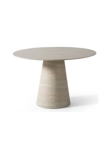 Lucca Yuvarlak Traverten Masa, Konik 120x120 Traverten