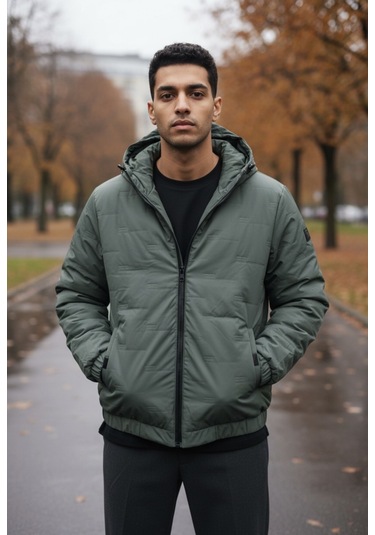 H3.haki..kapitone Erkek Mont Haki