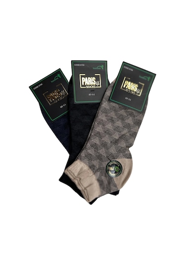 Paris Bambu Desenli Kısa Konçlu Erkek Patik Çorap 10 Adet Renkli