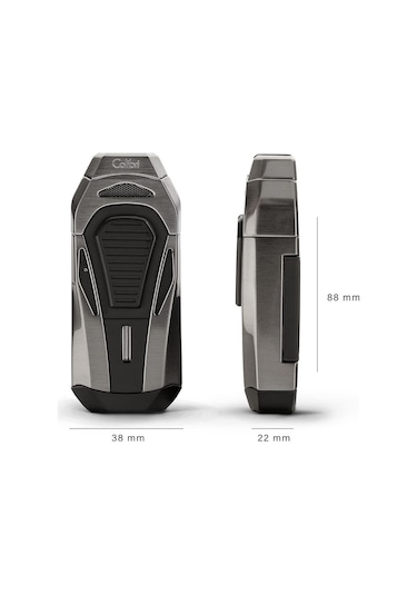 Colibri Boss Üçlü Jet Çakmak Puro Çakmağı Kesicili Siyah