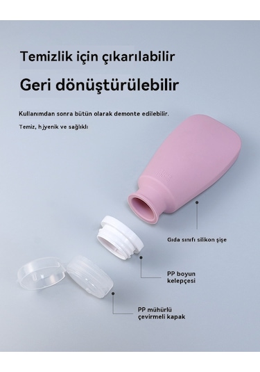 Silikon Seyahat Dağıtım Şişesi Seti-90ml 4'lü Set