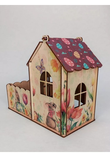 Woodiks Mutlu Paskalya Meyve Çarkı: Çay Kulübesi Renkli Baskı Daire Şeklinde Uygulanmıştır. 210432896 Bej