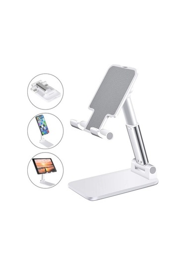 İphone İpad Için Uyumlu Masa Cep Telefonu Tutucu Standı Xiaomi Ayarlanabilir Masaüstü Tablet Tutucu Evrensel Masa Cep Telefonu Standı Beyaz 支架