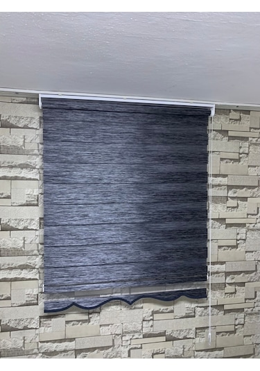 Antrasit Gri Renk Bambu Zebra Perde (Etekli)