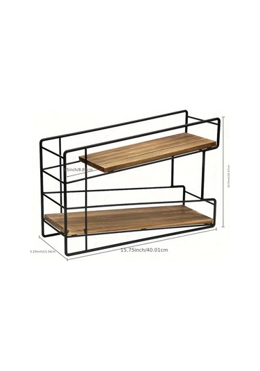 Honeybeeshop 1 Adet Ahşap Ve Demir Çift Katmanlı İçecek Düzenleyici Siyah Ve Kahverengi Mutfak Depolama Tezgah Tasarımı Eğimli Raf Ev Düzenleme 1100 Koyu Ceviz