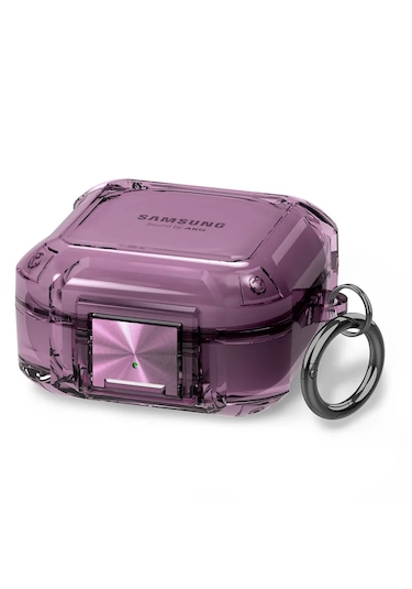 Samsung Galaxy Buds Core Uyumlu Transparan Tank Kılıf +kanca 1.kalite Mor