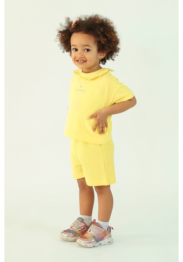 Kız Çocuk Yakalı Be Happy Baskılı Şortlu İkili Takım 001