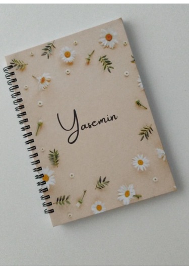Çizgili Defter, Not Defteri, Papatya Temalı Spiralli Defter Somon