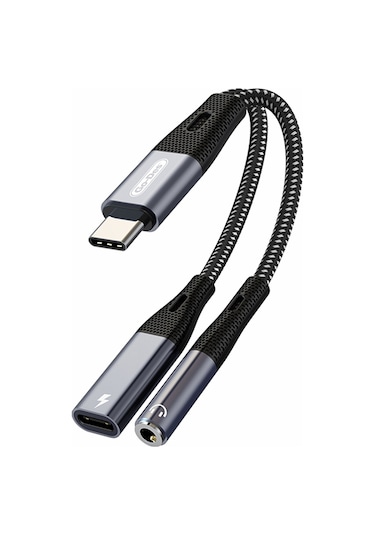 Go Des Gd-uc162 3.5mm Jack Girişli Type-c 2in1 Şarj Ve Ses Kablosu Siyah