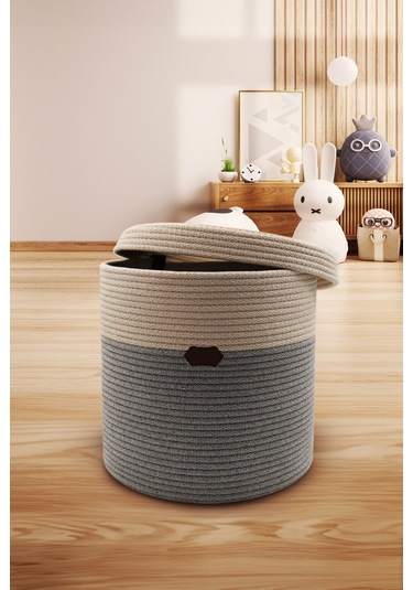 Jasper Jüt İp Hasır Gri Anne Bebek Bakım Çantası Anne Bebek Set Bej