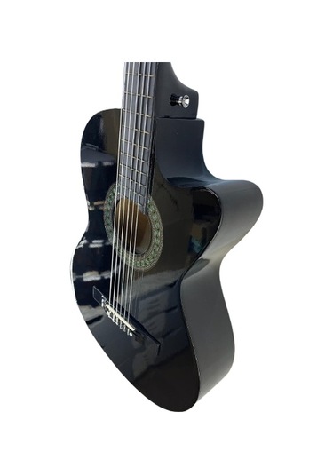 Longa Siyah 4/4 Tam Boy Klasik Gitar Kesik Kasa- Kılıf Pena Dahil