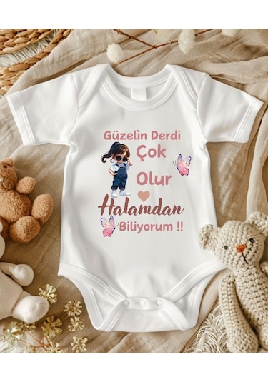 Lupi İsimli Zıbın Yazılı Bebek Zıbın Ekru-hardal Beyaz