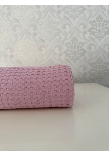 Premium %100 Pamuk Çift Kişilik Yazlık Pike, Yatak Örtüsü,terletmez Kumaş Pudra Renk 240x200cm Pudra