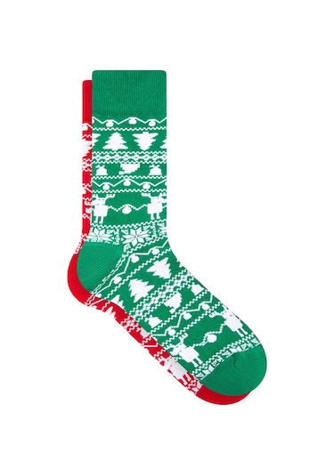 Mavi - Yılbaşı Temalı 2li Çorap Seti 0911390-82054 Kırmızı