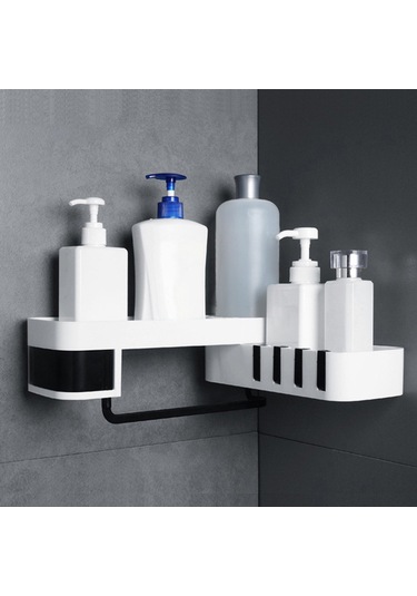 Teltree Duvarlı Döner Banyo Dolabı - Delme Yok Kurulum, Sıralı Saklama, Su Akışlı Tasarım, Kişisel Bakım Ürünleri İçin Siyah Abs Organizer Diğer