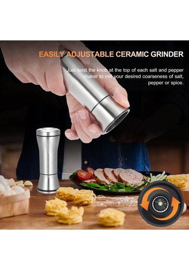 Geekyou 304 Paslanmaz Çelik Elle Biber Değiştirici, Mutfak Ve Restoranlar İçin Biber Tozü Öğütücü, Gümüş Rengi 135mm Gümüş