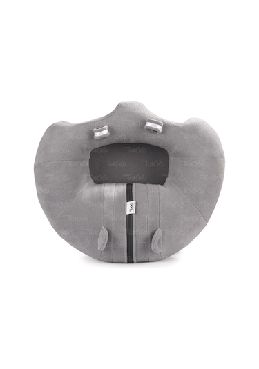 Oyuncaklı Bebek Oturma Destek Minderi - Devrilmez Bebek Koltuğu - Elyaflı Büyük Bebek Oturağı Gri