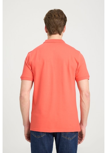 Regular Fit Normal Kesim Polo Yaka %100 Pamuk Mercan Rengi Tişört W7D5K4XX2T512 Coral