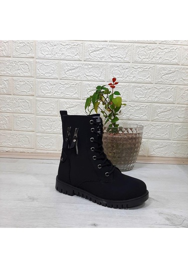 Fiyra Ign11 Siyah Zümrüt Fermuar Süslü Kız Çocuk Bot Siyah