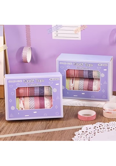 Share Vintage Washi Tape Bant Yapışkanlı Maskeleme Kağıdı Desenli Bant 20'li - Basic Seri Desenler 1