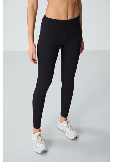 Tommy Life Siyah Yüksek Bel Termal Slim Fit Dar Paça Kadın Tayt - 94577 SiYAH