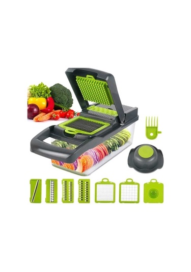 Sebze Doğrayıcı - Çok Amaçlı Sebze Doğrayıcı Mandolin 14'ü 1 Arada Gri Diğer