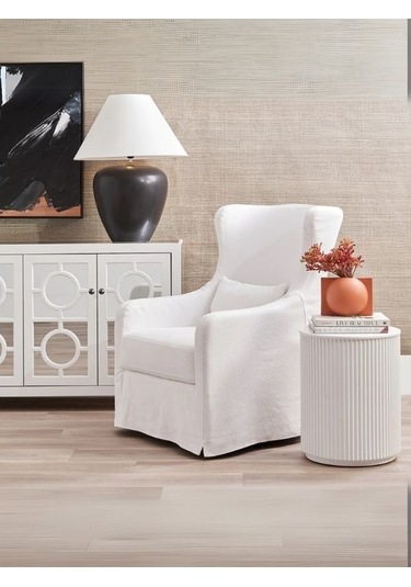 Tropico Bohem Ahşap Yan Sehpa Beyaz