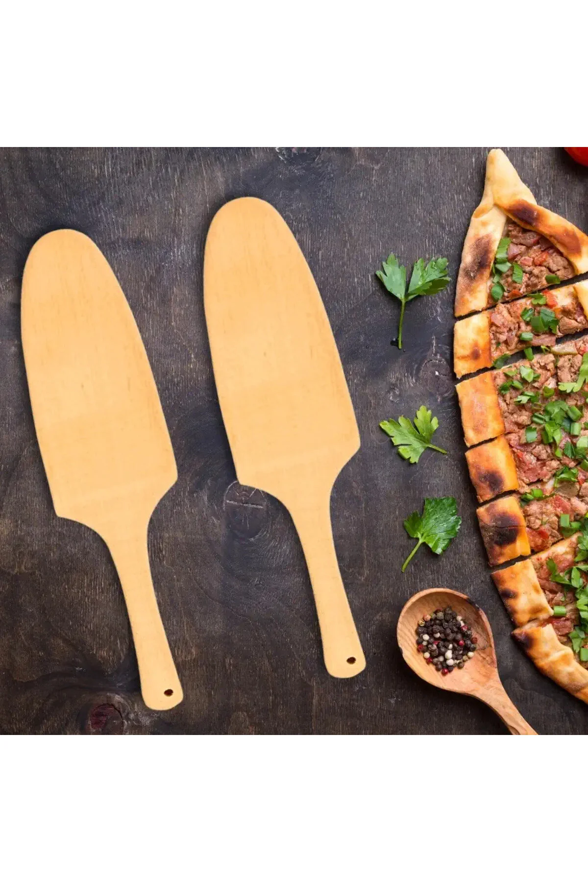 Ahşap Pide Küreği 2 Li Set Taş Fırın Ve Ankastre Fırınlarda Kullanıma Uygun, Dayanıklı Ahşap