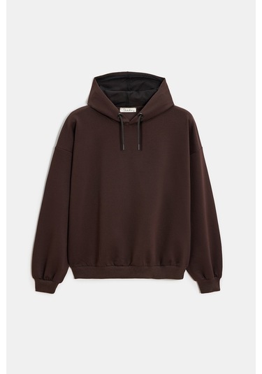 Sââde Kadın Oversize Kapüşonlu Basic Hoodie Sweatshirt Acı Kahverengi Sââde Kadın Oversize Kapüşonlu Basic Hoodie Sweatshirt Acı Kahverengi