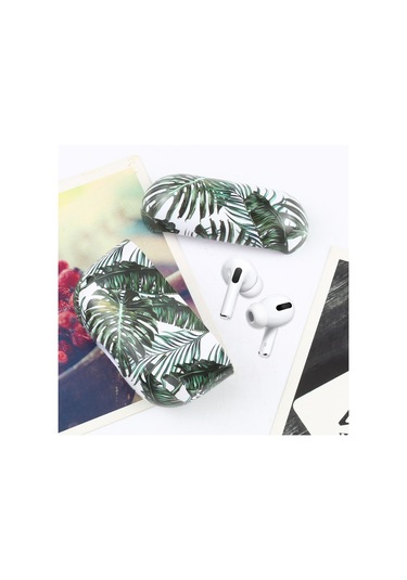 Airpods Uyumlu Pro Muz Yaprağı Desenli Su Sticker Stili Bluetooth Kulaklık Koruyucu Kılıf Yeşil