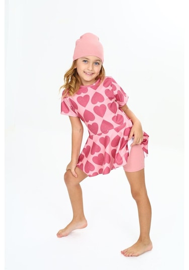 My Kids Wear Üç Parça Kız Çocuk Boneli Mayo Mint Yeşili - Pembe