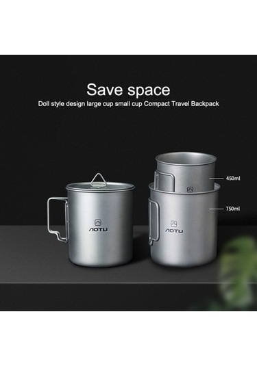 Wondernest Aotu At6652-1 Dış Mekan Taşınabilir 750ml Titanyum Bardak Gümüş Renk Gümüş