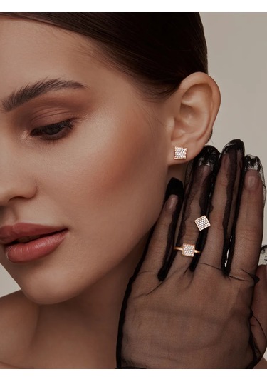 Asj Altın Ve 925 Ayar Gümüş Kare Küpe 211686171 Altın