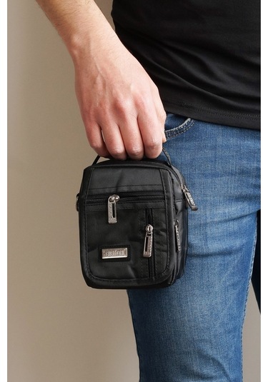 Çok Gözlü Küçük Boy El Ve Omuz Askılı Siyah Su Geçirmez Çanta 3450 Siyah