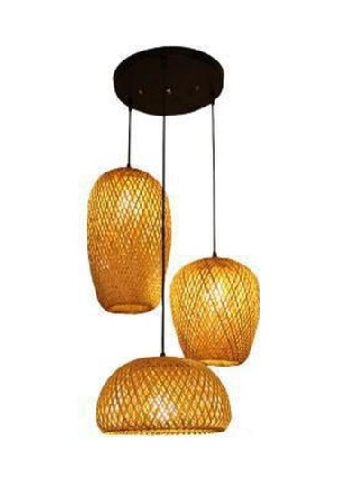 Symbee Yeni Tarz Bambu Örgü 3 Aydınlatmalı Avize - Yeme Salonu, Ofis, Yatak Odası, Balkon İçin Modern Çin Stili Dekoratif Aydınlatma Haki