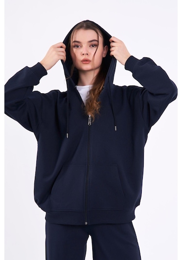 Comeor Lacivert Kanguru Cepli Kapüşonlu Fermuarlı Oversize Kadın Sweatshirt Cmrb73 Lacivert Comeor Lacivert Kanguru Cepli Kapüşonlu Fermuarlı Oversize Kadın Sweatshirt Cmrb73 Lacivert